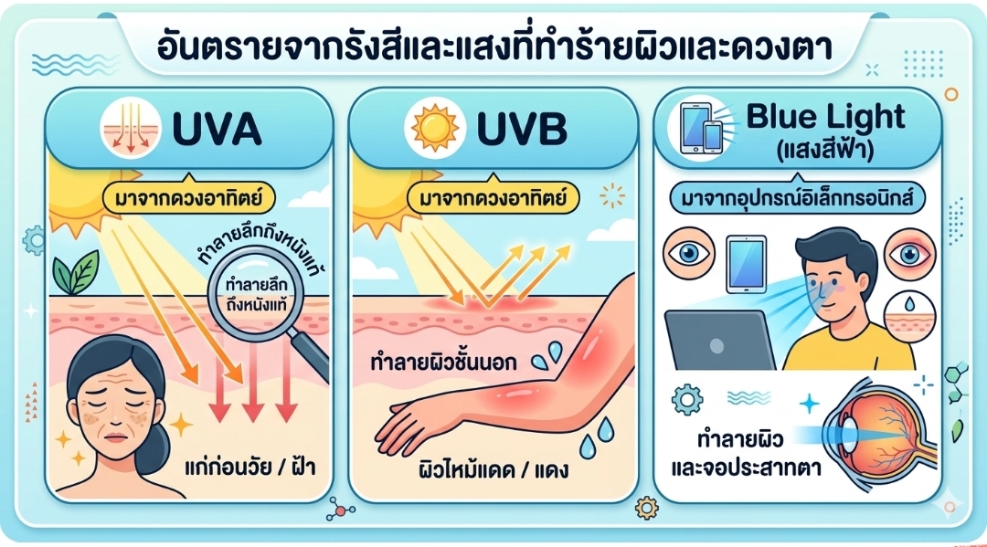 UVA UVB Bluelight āļāļ·āļāļāļ°āđāļĢ